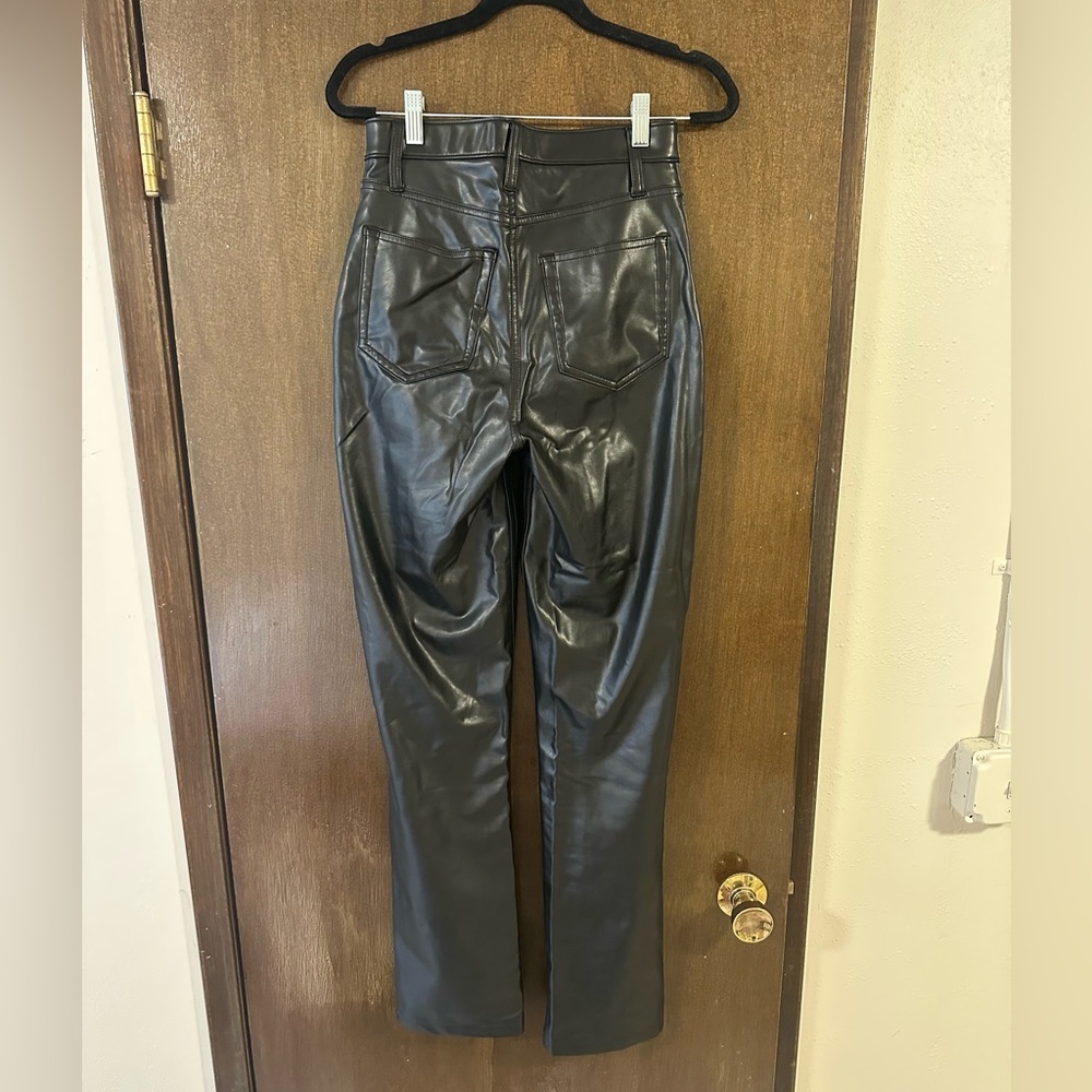 Abercrombie & Fitch Black Vegan Leather “The 90s Straight Leg Ultra High Rise” - Picture 8 of 9